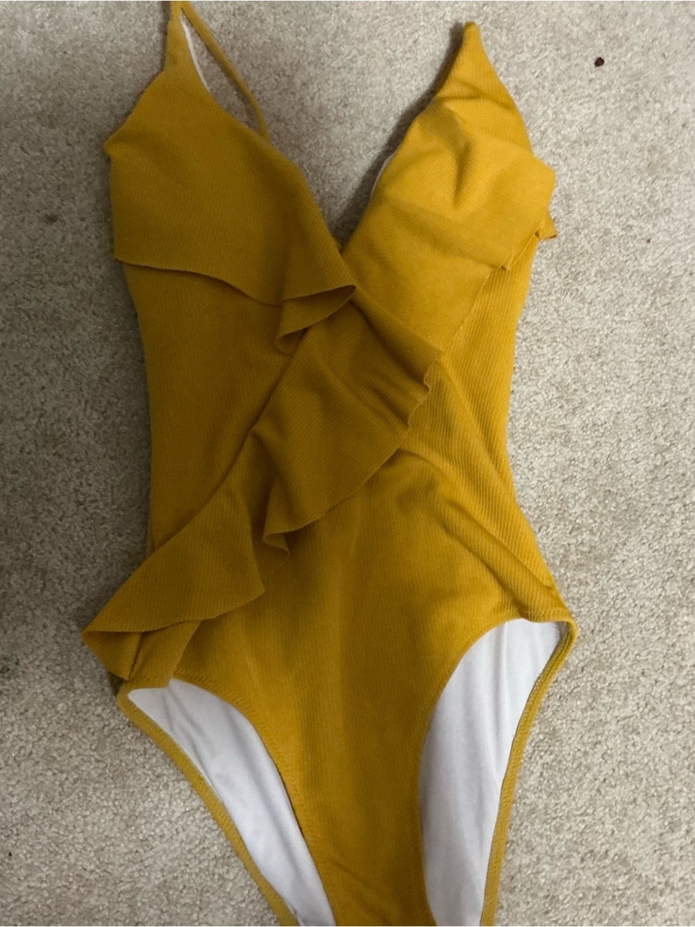 Cupshe Mustard Ruffle One-Piece Swimsuit